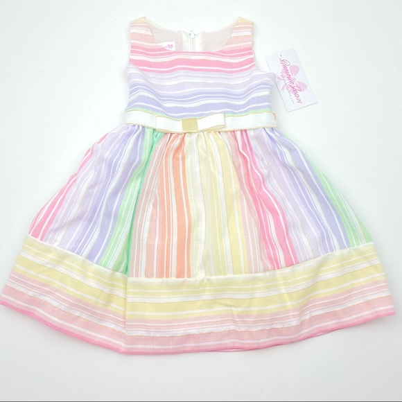 BONNIE JEAN Toddler Little Girls Striped Linen Spring Dress NWT - Picture 5 of 12